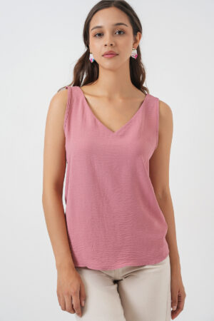 Pink Blouse With V-Neck & Cap Sleeves - Brand: Bigdart - Women & Kids, Baby Clothes Wholesale - Globality Store