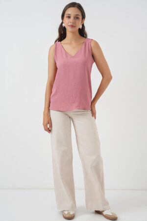 Pink Blouse With V-Neck & Cap Sleeves - Brand: Bigdart - Women & Kids, Baby Clothes Wholesale - Globality Store