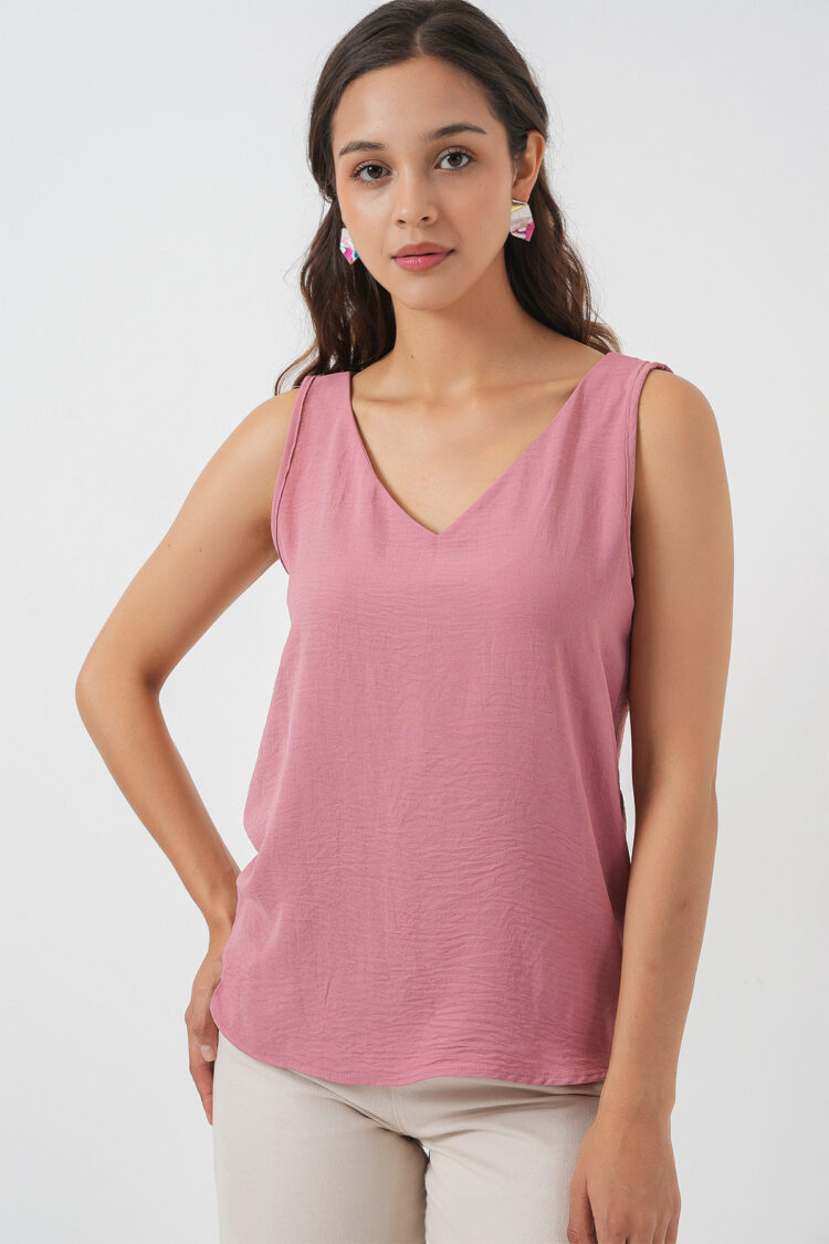 Pink Blouse With V-Neck & Cap Sleeves - Brand: Bigdart - Women & Kids, Baby Clothes Wholesale - Globality Store