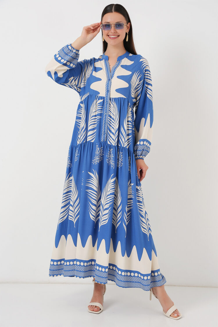 Blue Ethnic Smock Dress With Floral Pattern - Brand: Bigdart - Women & Kids, Baby Clothes Wholesale - Globality Store