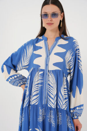 Blue Ethnic Smock Dress With Floral Pattern - Brand: Bigdart - Women & Kids, Baby Clothes Wholesale - Globality Store