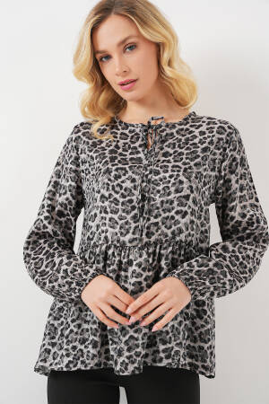 Grey Leopard Print Casual Streetwear Blouse - Brand: Bigdart - Women & Kids, Baby Clothes Wholesale - Globality Store