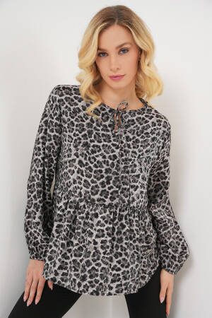 Grey Leopard Print Casual Streetwear Blouse - Brand: Bigdart - Women & Kids, Baby Clothes Wholesale - Globality Store