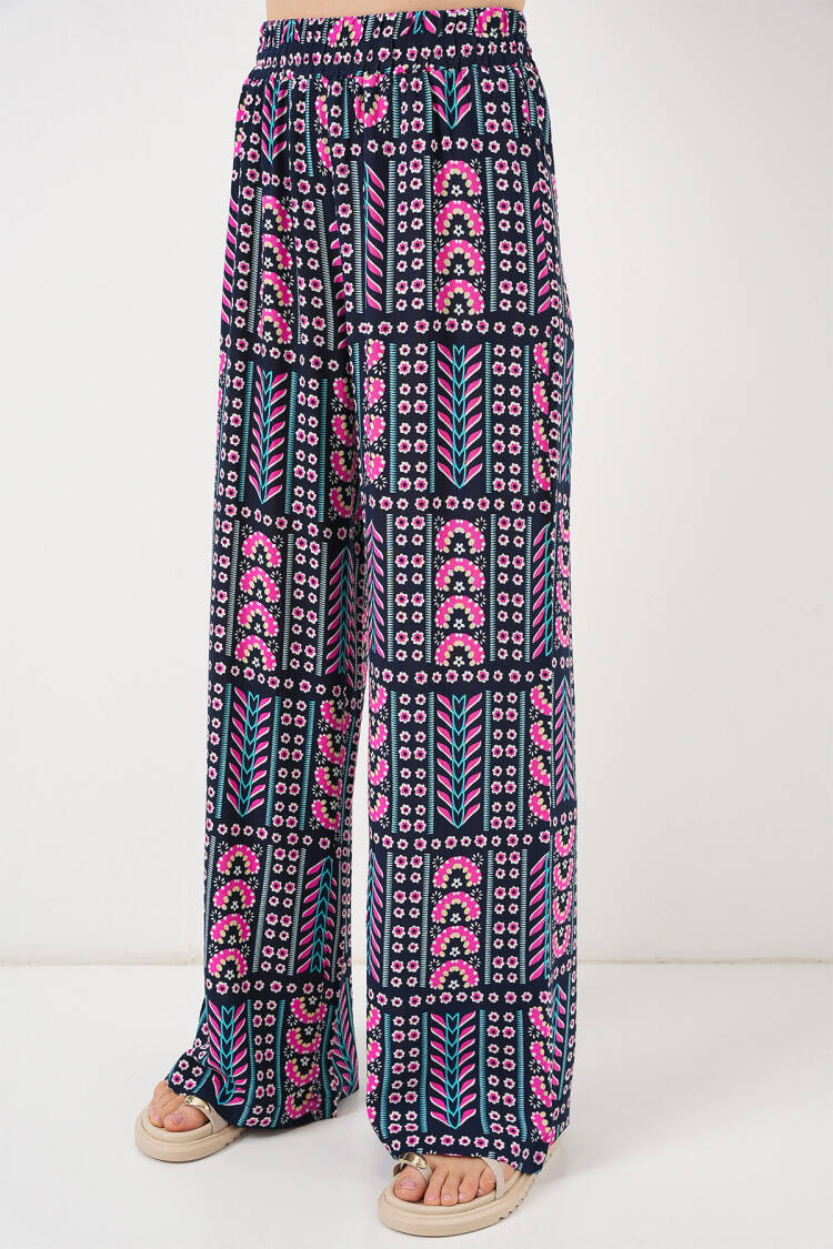 Pink Boho Casual Palazzo Pants