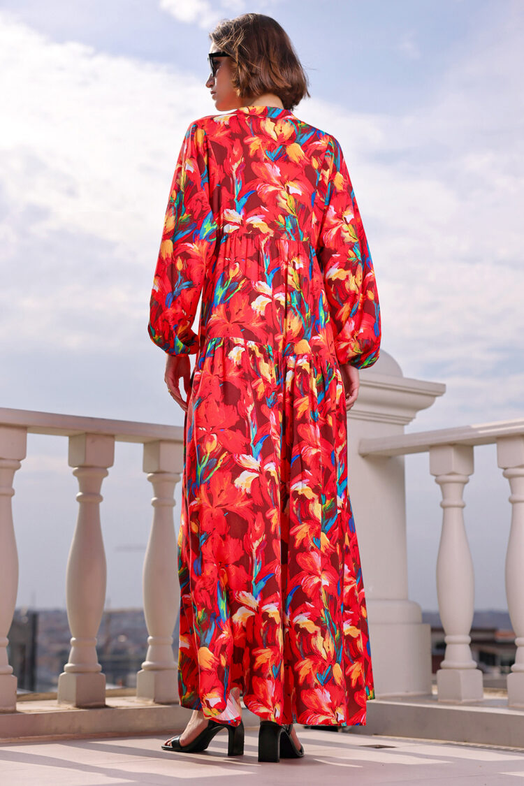 Boho A-Line Dress With Floral Print