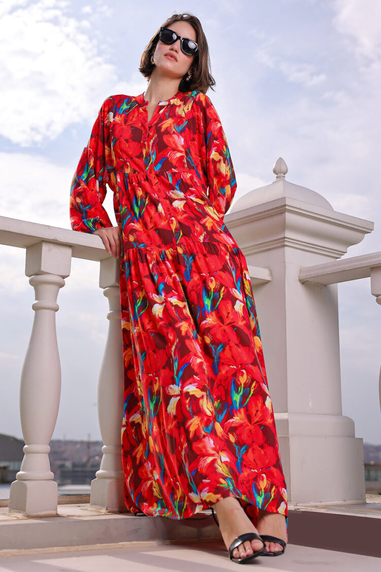 Boho A-Line Dress With Floral Print