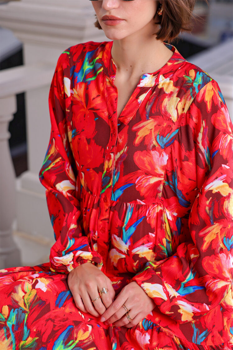 Boho A-Line Dress With Floral Print