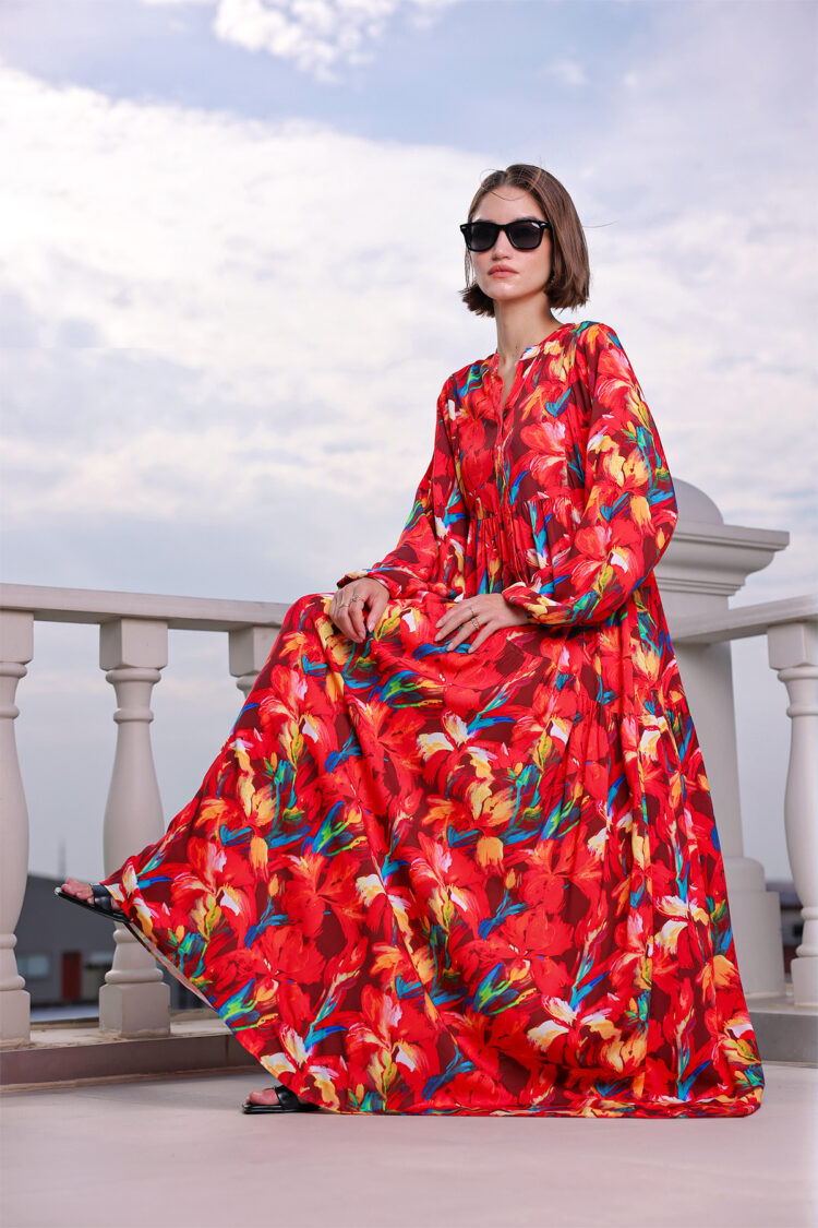 Boho A-Line Dress With Floral Print