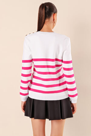 White Sweater With Round Neck And Long Sleeves - Brand: Bigdart - Women & Kids, Baby Clothes Wholesale - Globality Store