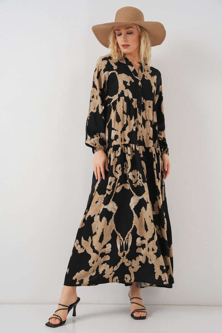 Black Animal Print Modest Smock Dress - Brand: Bigdart - Women & Kids, Baby Clothes Wholesale - Globality Store