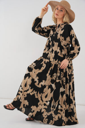 Black Animal Print Modest Smock Dress - Brand: Bigdart - Women & Kids, Baby Clothes Wholesale - Globality Store