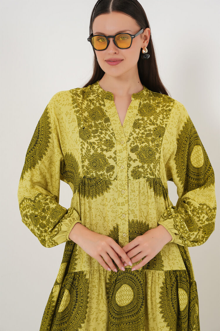 Yellow Ethnic Elegant A-Line Dress