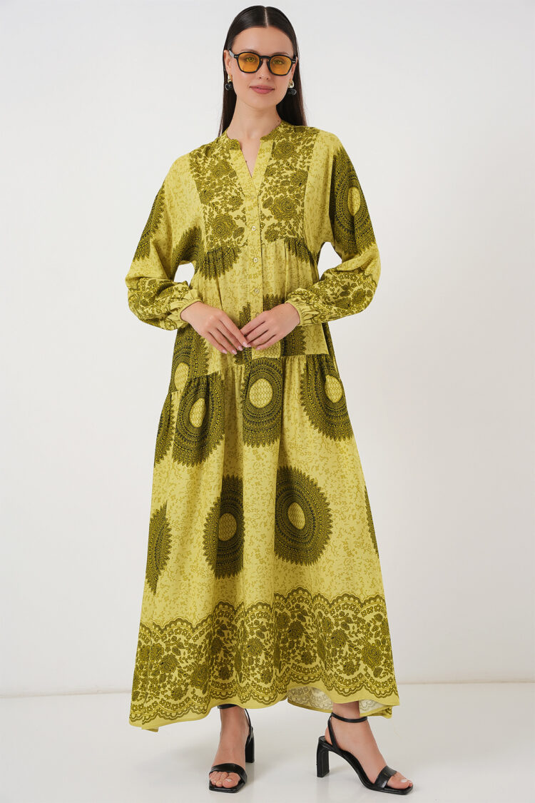 Yellow Ethnic Elegant A-Line Dress
