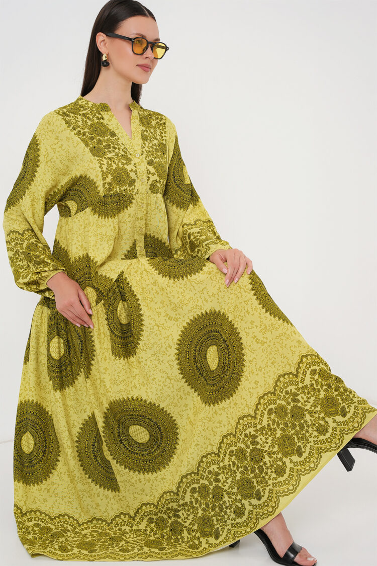 Yellow Ethnic Elegant A-Line Dress