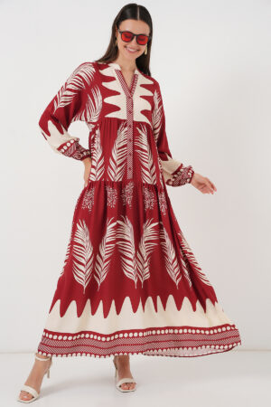 ClaretMaxi Kaftan Dress With Floral Pattern - Brand: Bigdart - Women & Kids, Baby Clothes Wholesale - Globality Store