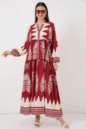 ClaretMaxi Kaftan Dress With Floral Pattern - Brand: Bigdart - Women & Kids, Baby Clothes Wholesale - Globality Store