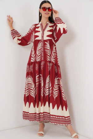 ClaretMaxi Kaftan Dress With Floral Pattern - Brand: Bigdart - Women & Kids, Baby Clothes Wholesale - Globality Store