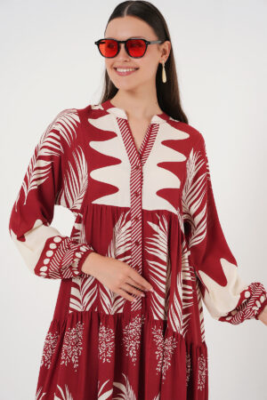ClaretMaxi Kaftan Dress With Floral Pattern - Brand: Bigdart - Women & Kids, Baby Clothes Wholesale - Globality Store
