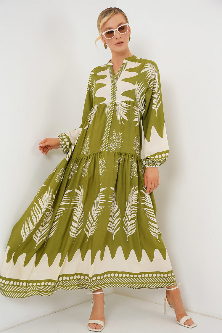 Green Ethnic A-Line Floor Length Dress