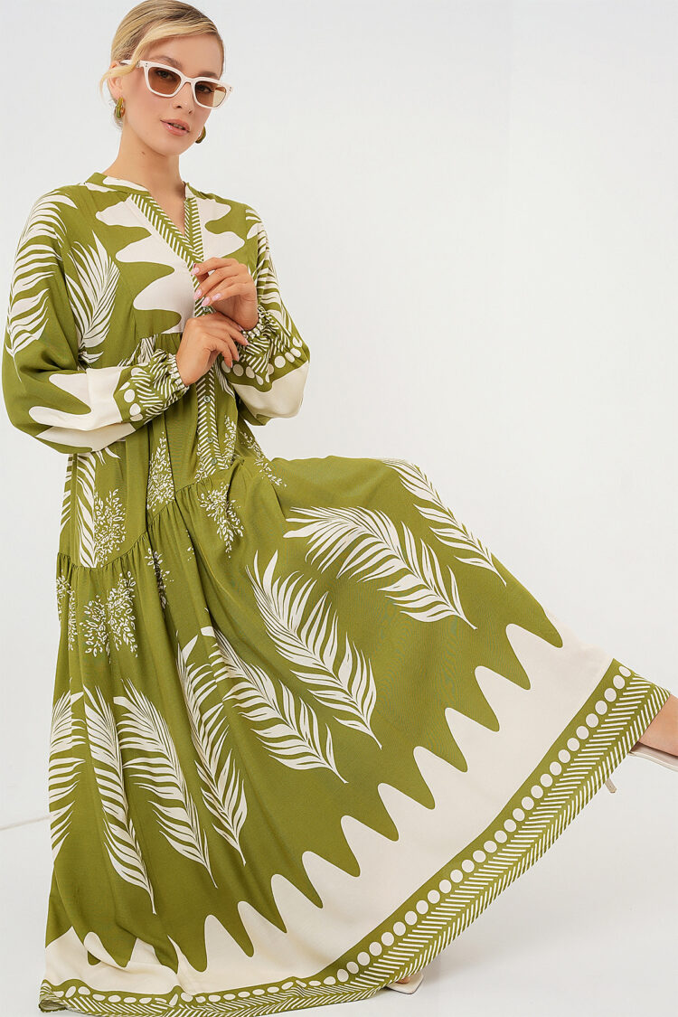 Green Ethnic A-Line Floor Length Dress