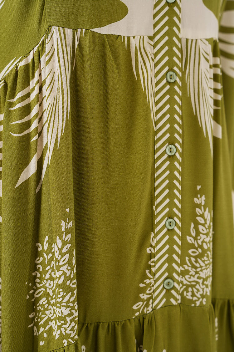Green Ethnic A-Line Floor Length Dress