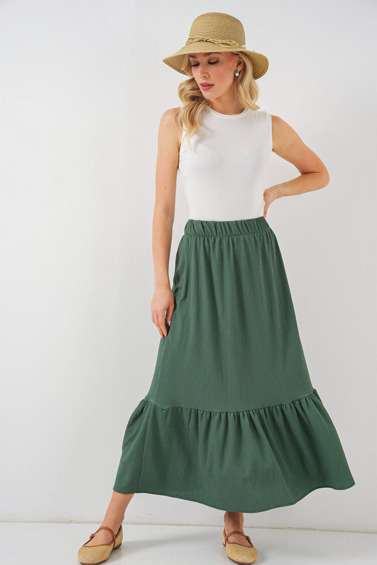 Flared Maxi Skirt With Mid Waist