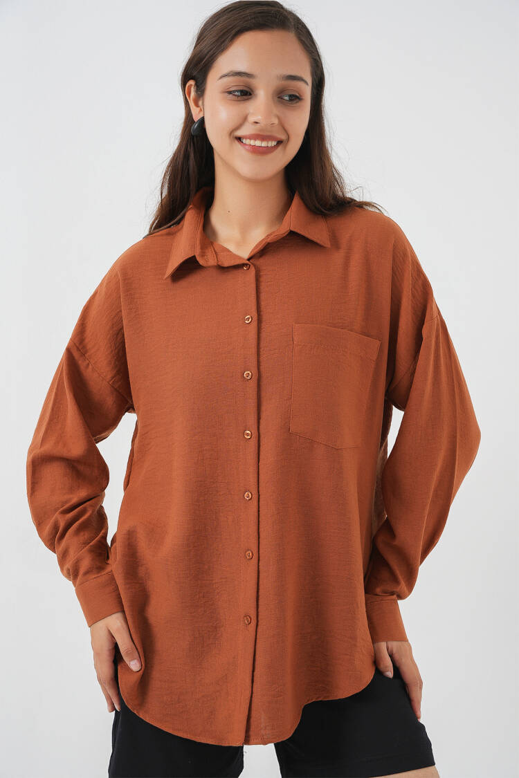 Brown Casual Oversized Polo Neck Shirt - Brand: Bigdart - Women & Kids, Baby Clothes Wholesale - Globality Store