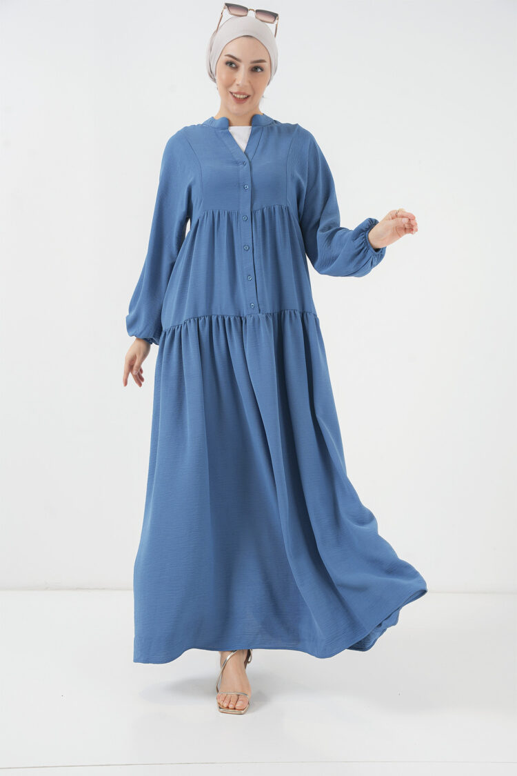 Blue Modest Elegant Floor Length Dress