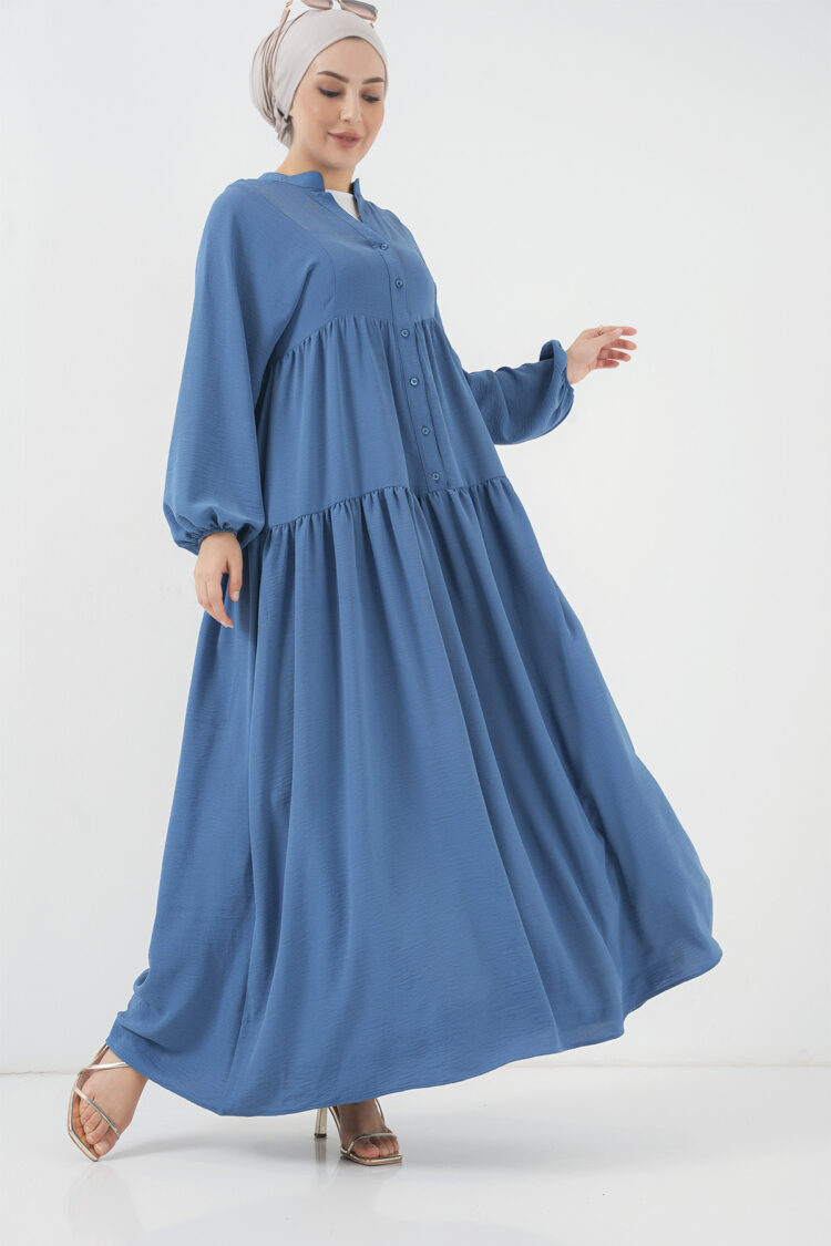 Blue Modest Elegant Floor Length Dress