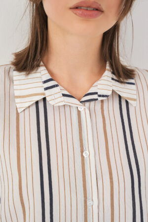 White Striped Casual Shirt With Notched Neck - Brand: Bigdart - Women & Kids, Baby Clothes Wholesale - Globality Store