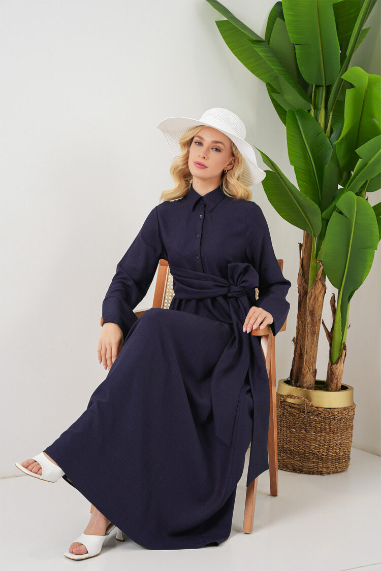 Elegant Floor Length Shirt Dress