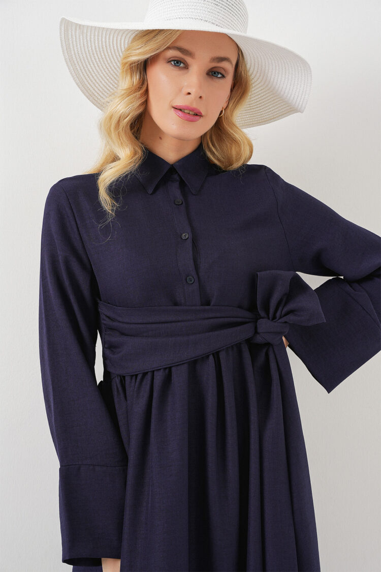 Elegant Floor Length Shirt Dress