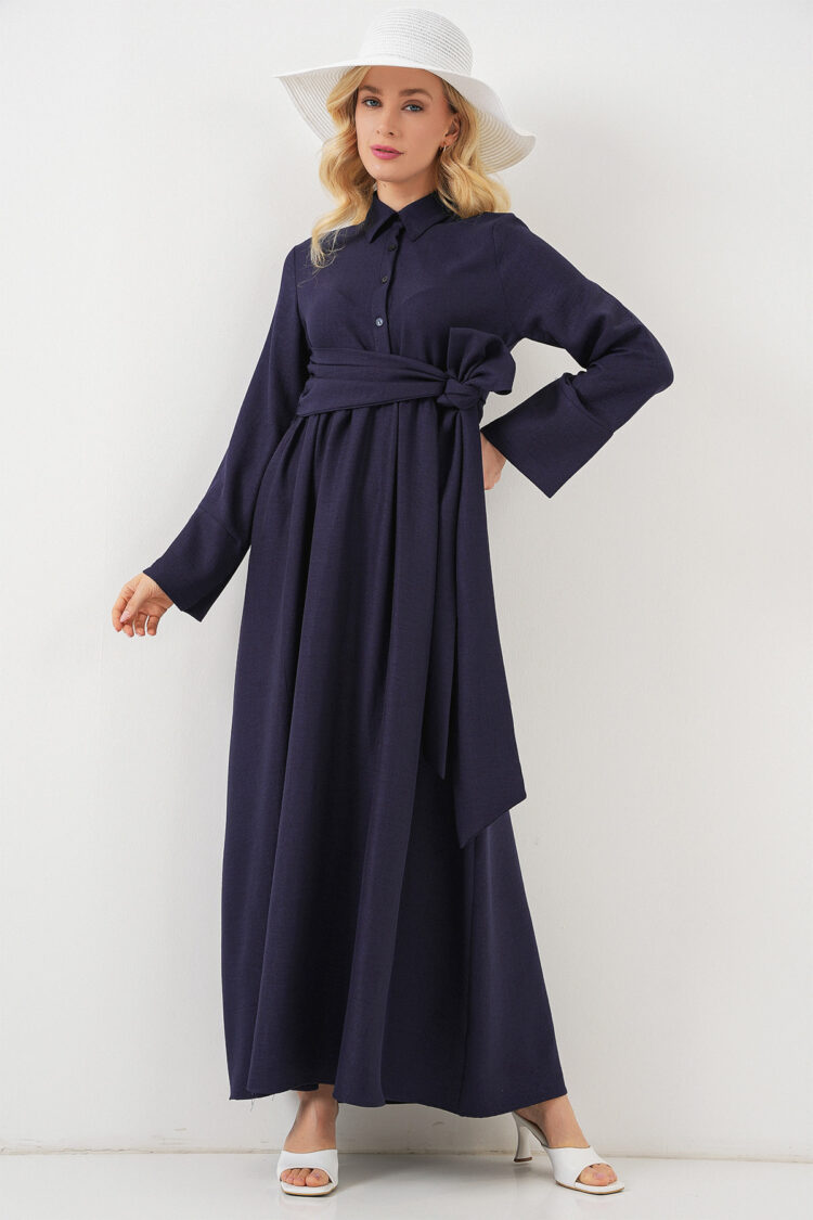 Elegant Floor Length Shirt Dress