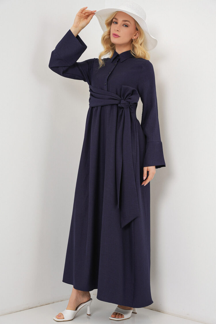 Elegant Floor Length Shirt Dress