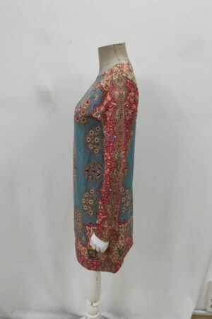 Blue Ethnic Casual Modest Paisley Sweater Dress - Brand: Janes - Women & Kids, Baby Clothes Wholesale - Globality Store