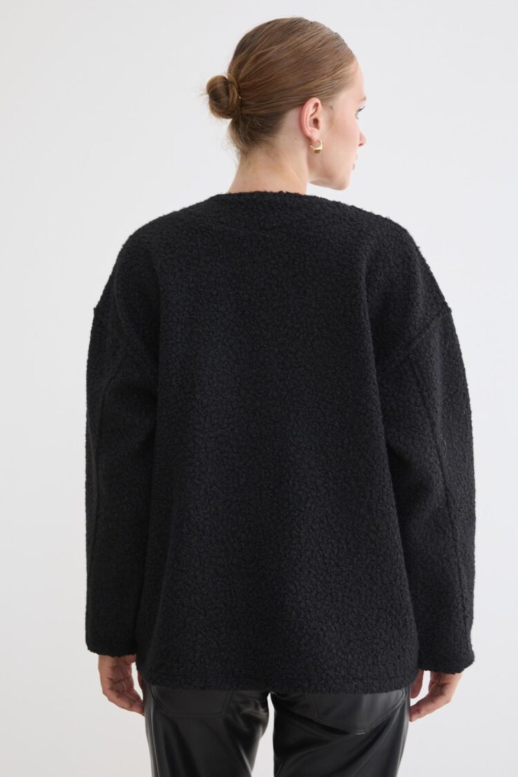 Oversized Fit Single-Breasted Teddy Coat