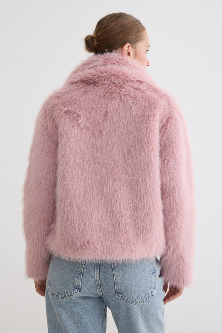 Glam Fur Coat With Notched Collar