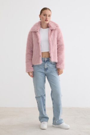Glam Fur Coat With Notched Collar - Brand: Levure - Women & Kids, Baby Clothes Wholesale - Globality Store