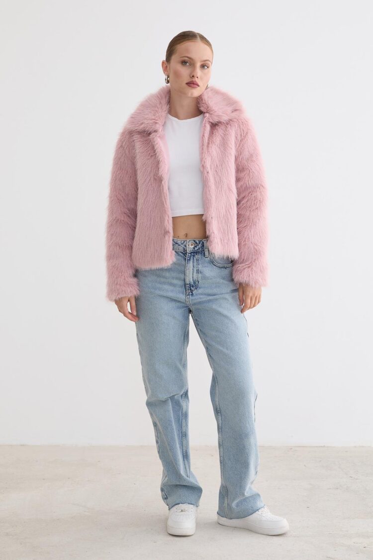 Glam Fur Coat With Notched Collar - Brand: Levure - Women & Kids, Baby Clothes Wholesale - Globality Store