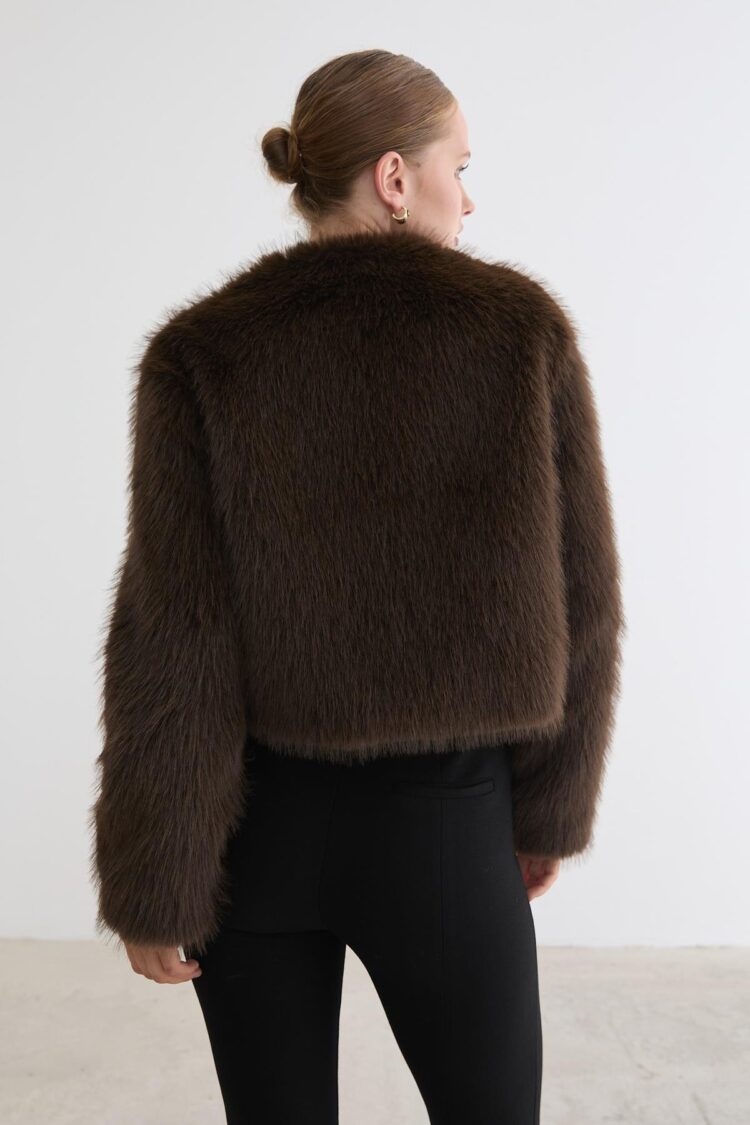 Elegant Glam Fur Coat With Notched Collar