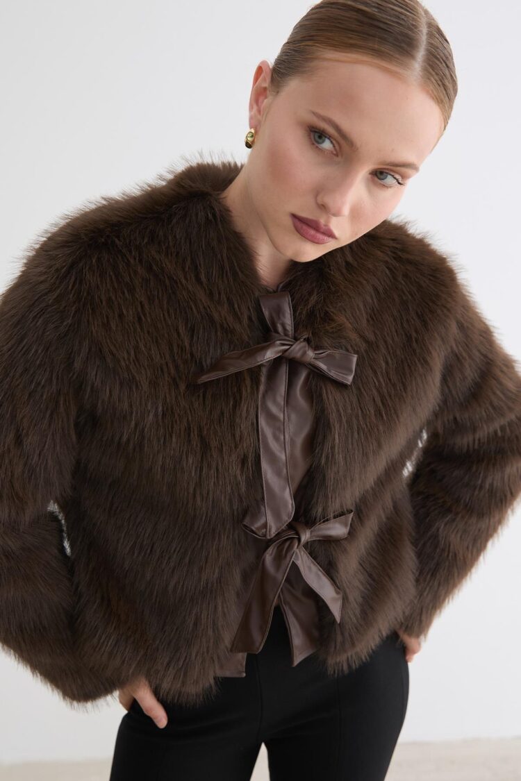 Elegant Glam Fur Coat With Notched Collar