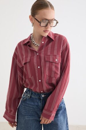 Oversized Striped Casual Shirt - Brand: Levure - Women & Kids, Baby Clothes Wholesale - Globality Store