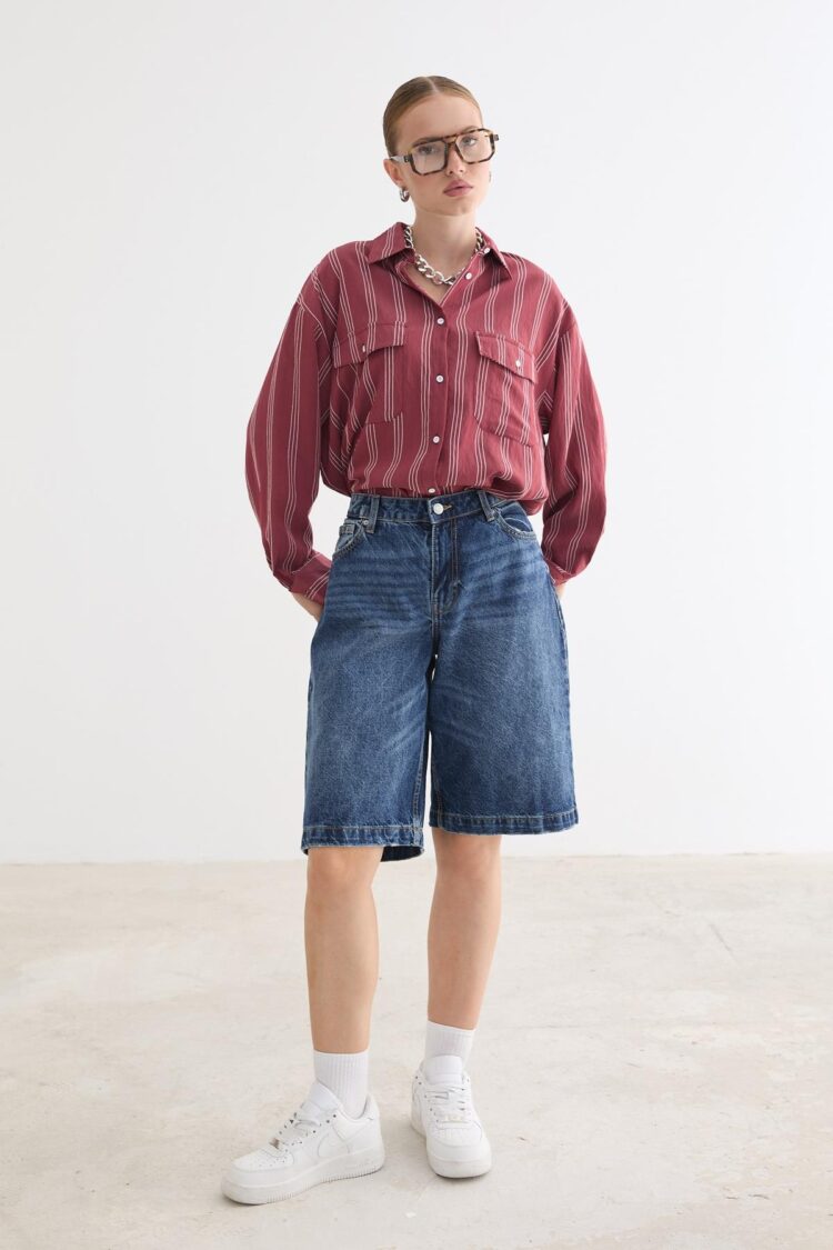 Oversized Striped Casual Shirt - Brand: Levure - Women & Kids, Baby Clothes Wholesale - Globality Store