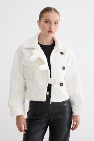 White Casual Elegant Streetwear Coat - Brand: Levure - Women & Kids, Baby Clothes Wholesale - Globality Store