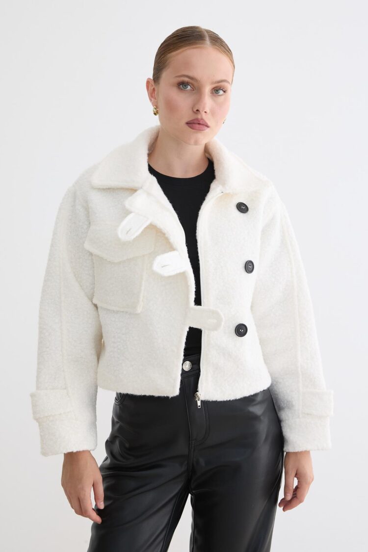 White Casual Elegant Streetwear Coat