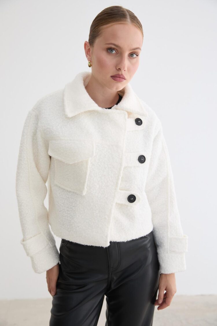 White Casual Elegant Streetwear Coat