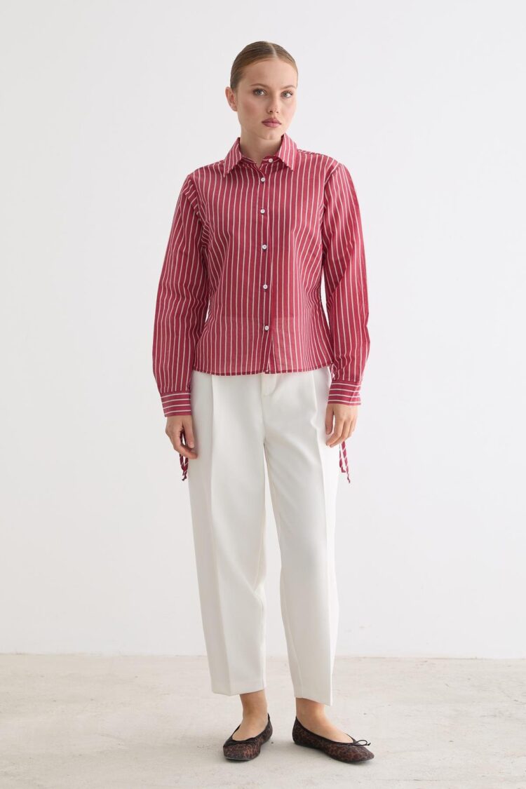 Red Casual Formal Preppy Striped Polo Neck Shirt - Brand: Levure - Women & Kids, Baby Clothes Wholesale - Globality Store