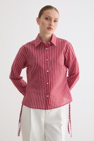 Red Casual Formal Preppy Striped Polo Neck Shirt - Brand: Levure - Women & Kids, Baby Clothes Wholesale - Globality Store