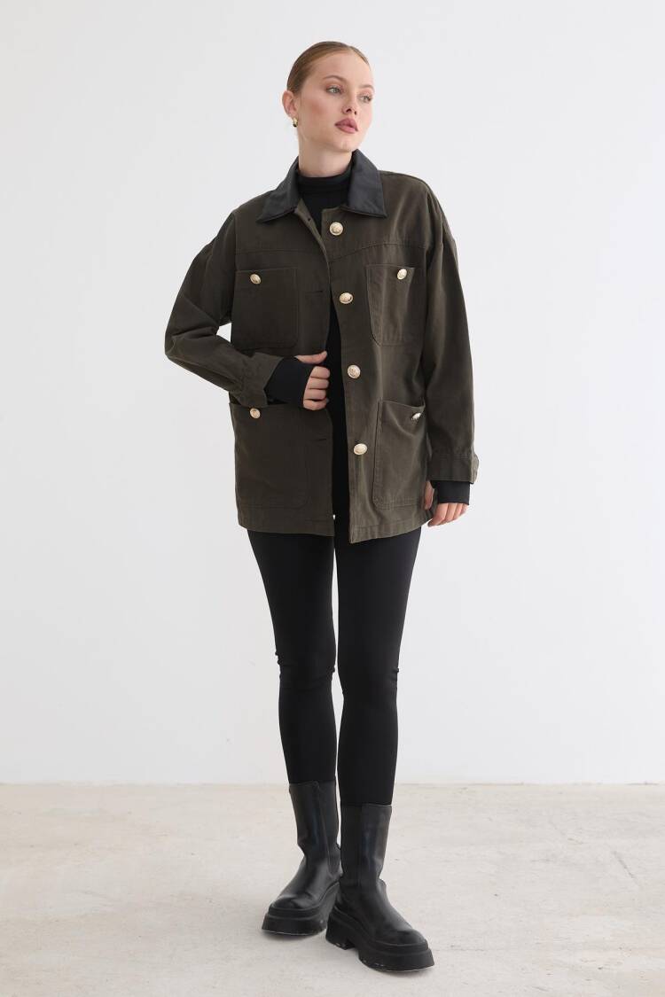 Brown Oversized Shacket Coat With Button Closure - Brand: Levure - Women & Kids, Baby Clothes Wholesale - Globality Store