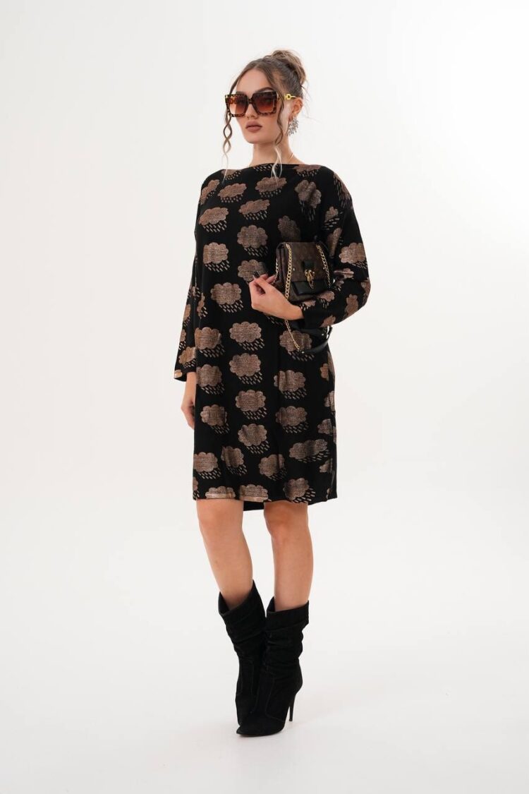 Elegant Black Shift Dress With Long Sleeves - Brand: My Jest Fashion - Women & Kids, Baby Clothes Wholesale - Globality Store